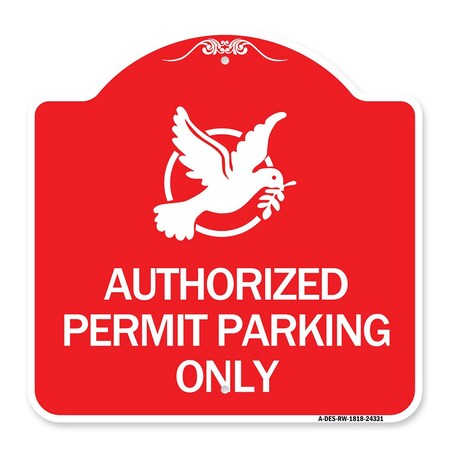 Signmission Authorized Church Parking W/ Graphic, Red & White Aluminum Sign, 18" x 18", RW-1818-24331 A-DES-RW-1818-24331